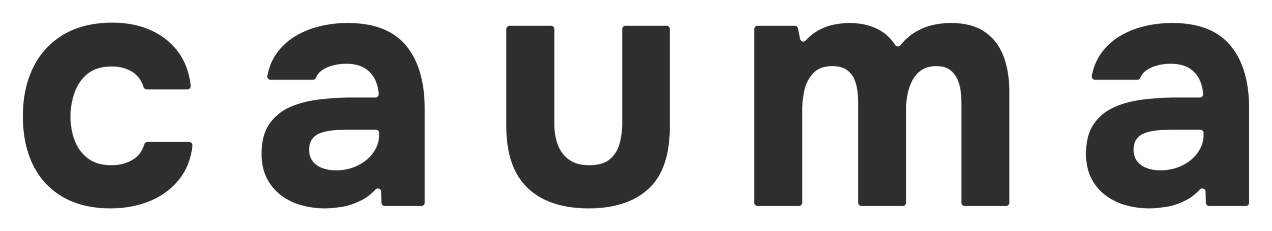 Minimalist Cauma wordmark logo design for visual identity portfolio.